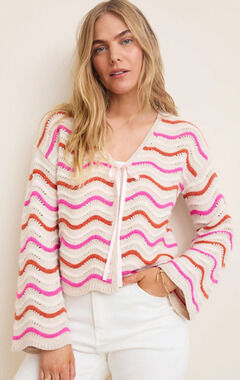 Francesca's Ella Striped Tie Front Cardigan Sweater Size Small 2-8